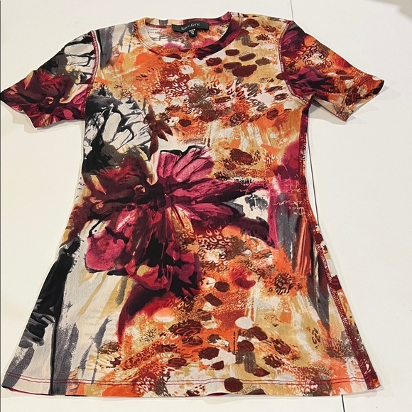 Karen Kane - Multicolor Floral Netting Top, Tshirt cut, xs - Picture 1 of 5